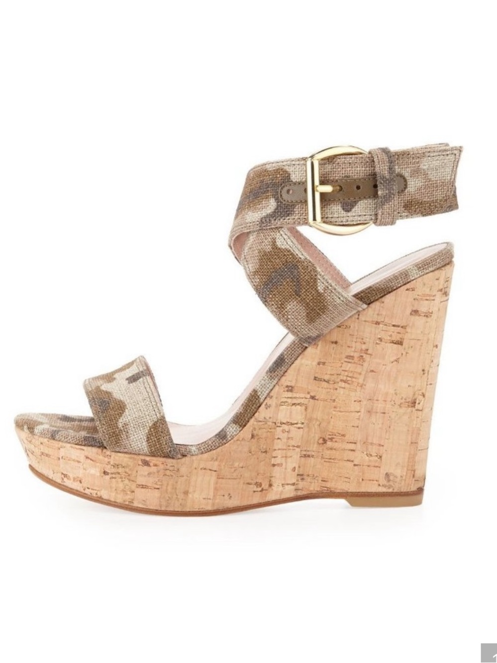 Stuart Weitzman canvas camo wedge sz 8